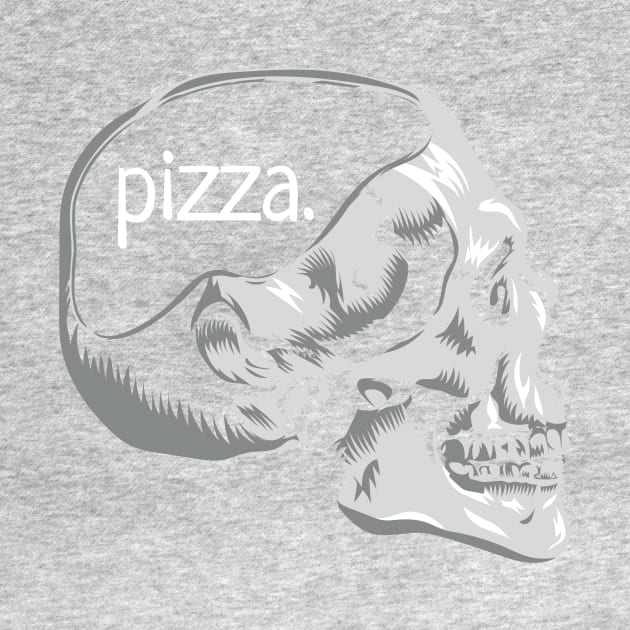 Funny Skull Pizza on the Mind Pun Novelty Graphic Art Pizza Lover Design by Get Hopped Apparel